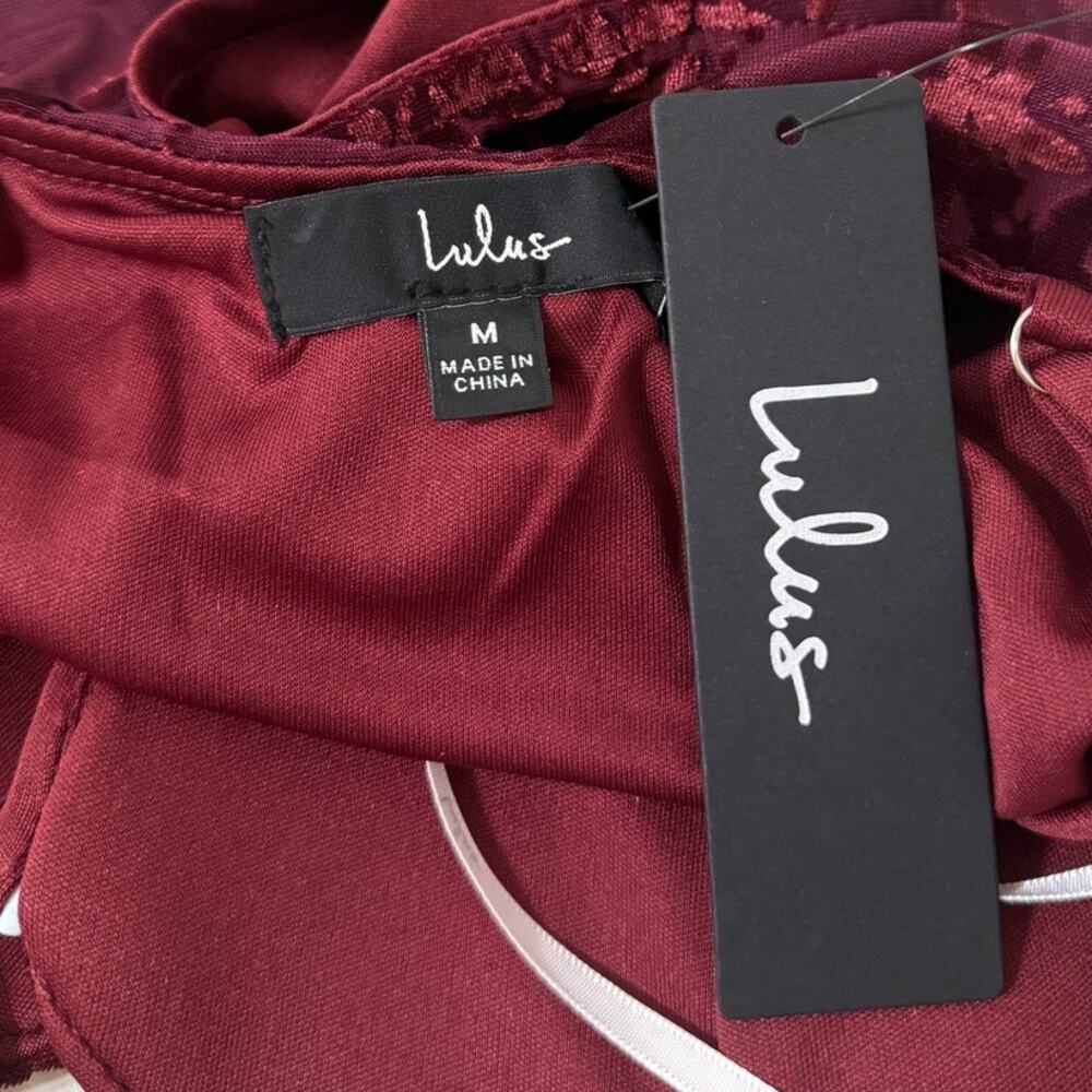 Lulus Velvet Floral Cropped Corset Tank Top in Burgundy size Medium NWT - Picture 5 of 5